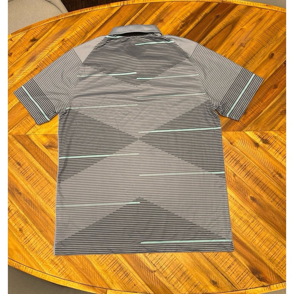 Nike Golf Tour Performance Dri-FIT Polo Large Gray Striped Golf Shirt